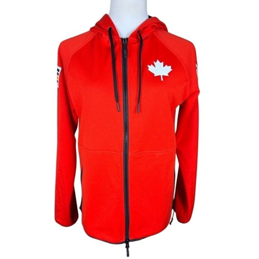 Hudsons Bay Womens Team Canada Olympic Full Zip Hoodie Red Maple Leaf Medium